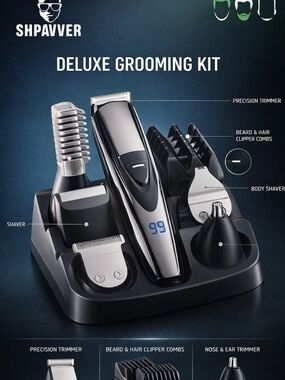 Men's Deluxe Grooming Kit - Black & Silver